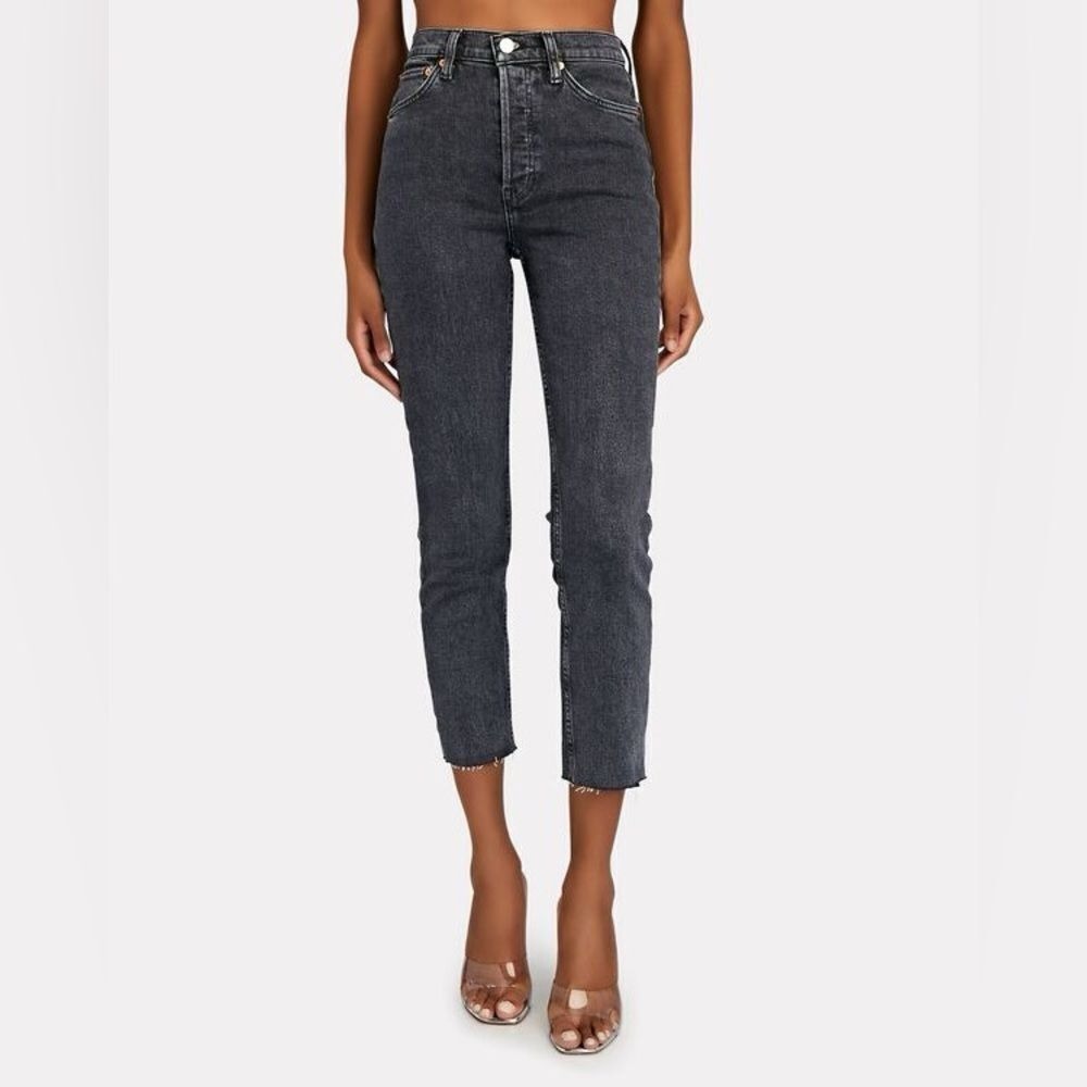 Re/Done 90s high rise ankle crop jeans in black‎ size 25 97% cotton